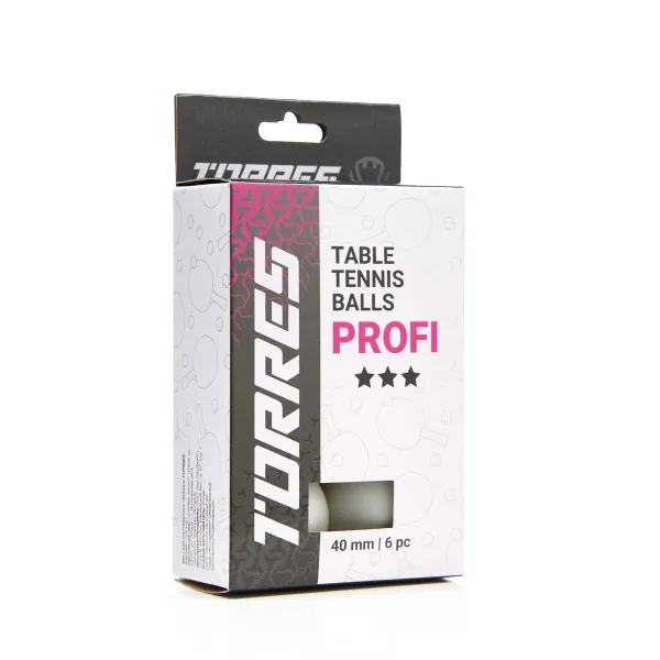 Мяч для наст. тенниса TORRES Profi 3*, TT23012, диам. 40+мм, упак. 6 шт, белый за 338.30 ₽ в Казани