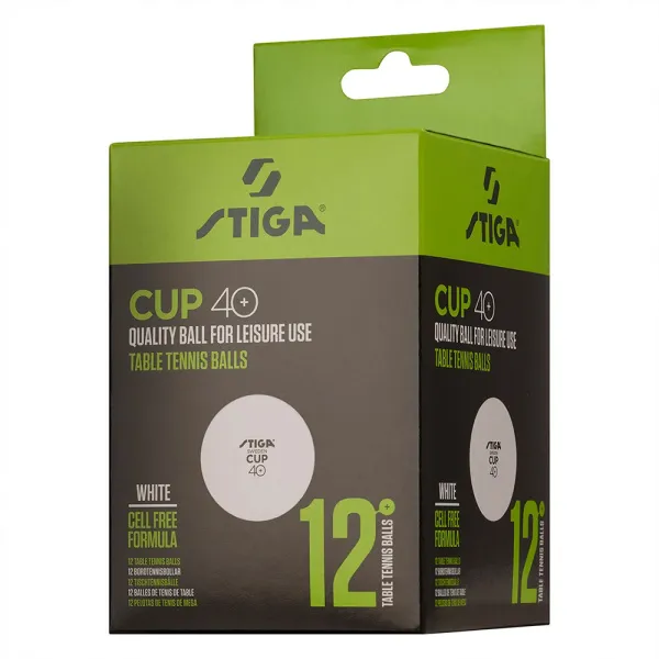 Мяч для наст. тенниса Stiga Cup ABS, 1110-2510-12, диам.40+мм, пластик, упак. 12 шт, белый за 1&nbsp;774.80 ₽ в Казани