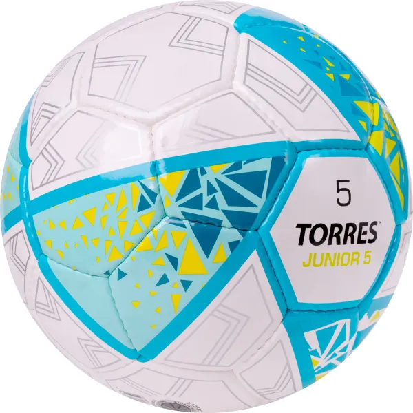 Мяч футб. TORRES Junior-5, F323805, р.5,глянц.ПУ,4 сл,32 п, руч.сш,бел-бирюзовый за 2&nbsp;070.60 ₽ в Казани