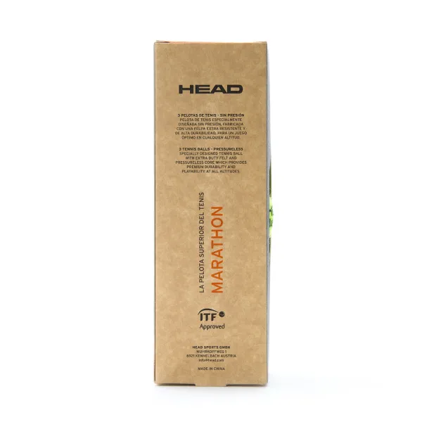 Мяч теннисный HEAD Marathon 3B, 578183, крафт. упак.3шт, без давления, фетр, нат.резина,желтый за 1&nbsp;055.70 ₽ в Казани