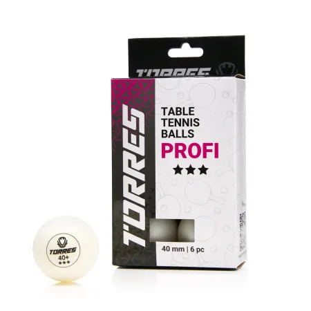 Мяч для наст. тенниса TORRES Profi 3*, TT23012, диам. 40+мм, упак. 6 шт, белый за 338.30 ₽ купить в Казани