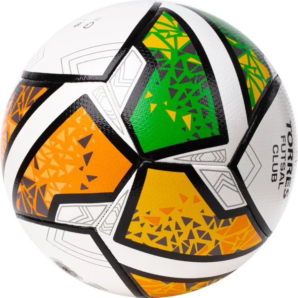 Мяч футзал. TORRES Futsal Club, FS323764, р.4, 10 пан. ПУ, 4 под. сл, гибрид. сш. бело-зел-оранж за 2&nbsp;264.40 ₽ в Казани