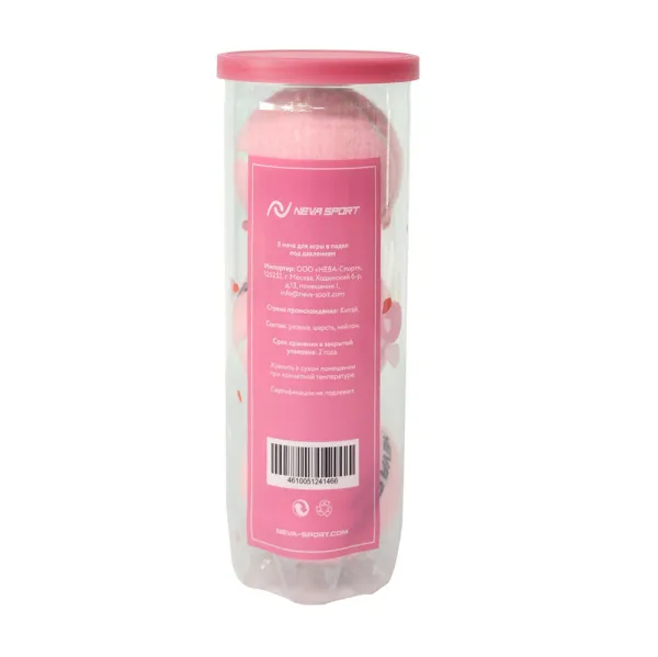Мяч для падела NS Sakura, UAA2, уп.3 шт, сукно, нат.резина, розовый за 824.50 ₽ в Казани