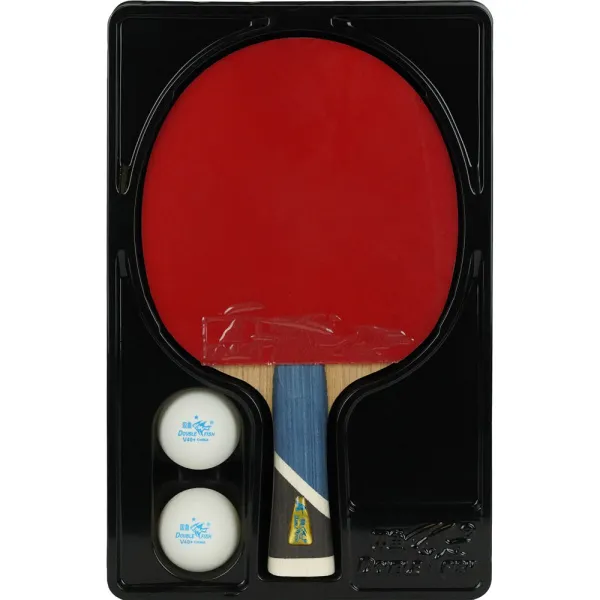 Ракетка для н/т DOUBLE FISH 5A+C, для продвин, ITTF Appr, накл. 2,1 мм, конич. ручка+ 2 мяча V40+мм за 2&nbsp;779.50 ₽ в Казани