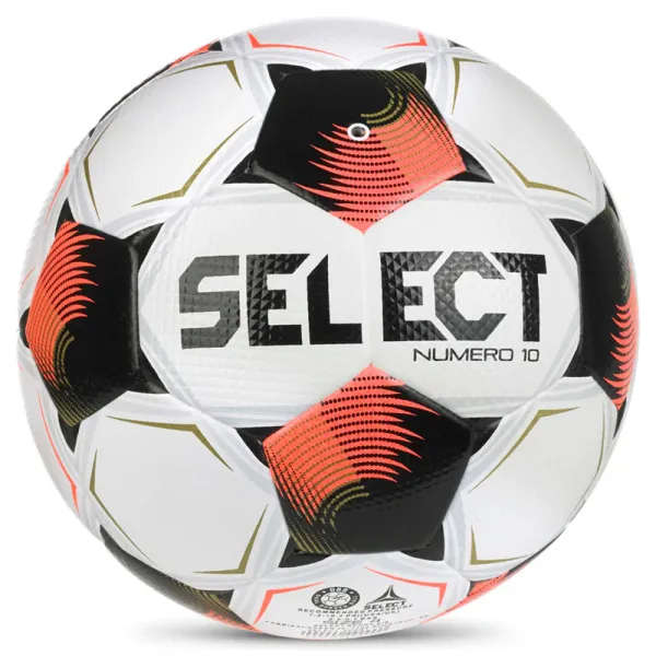 Мяч футб. SELECT Numero 10 V26, 0574071002, р.4, FIFA Basic, 32п, ПУ, гибр.сш, бело-черно-оранжевый за 8&nbsp;404.80 ₽ в Казани